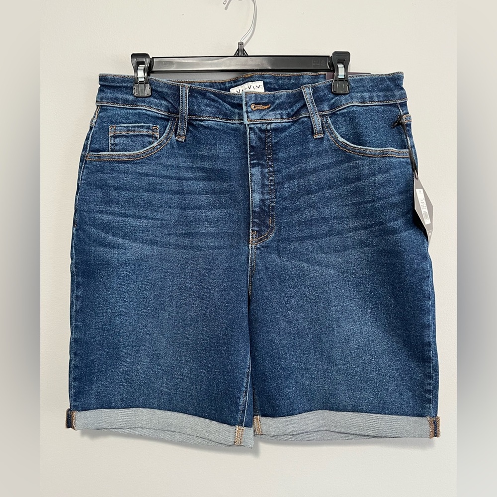 Ava & Viv Plus Size High Rise Denim Bermuda Shorts